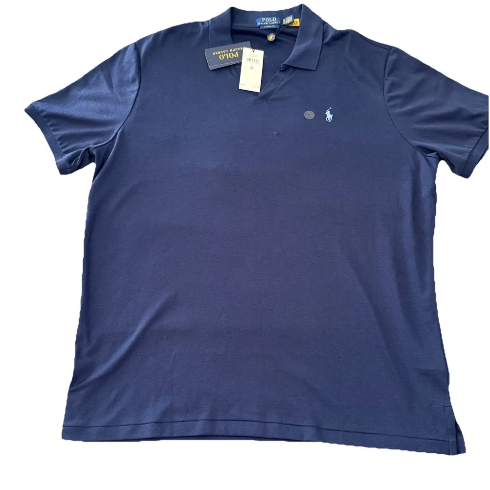 Polo Ralph Lauren Classic Fit Shirt Mens XL‎ Short Sleeve Navy Blue Pocket Pony